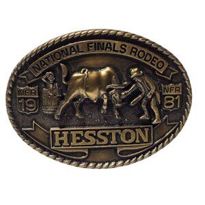 1981 NFR Rodeo Belt Buckle Bullfighting Clown Vintage National Finals Cowboy